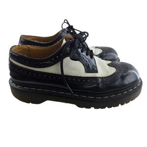 Dr Martens Shoes Womens 7 Mens 6 Bex Smooth Leather Brogue Black Ivory Rock